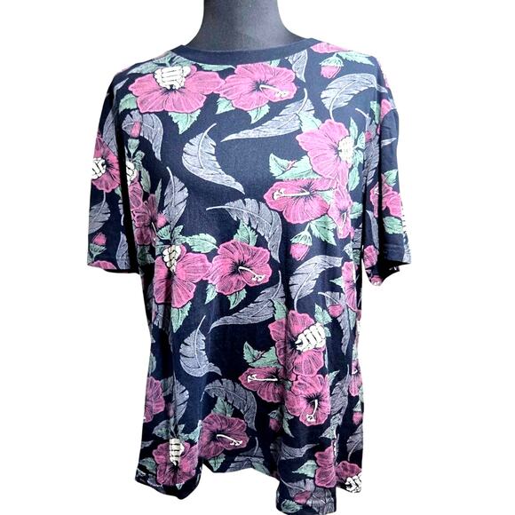 Eighty Eight Brand Men’s XL Black Pink Floral Graphic Short Sleeve T-Shirt - Picture 1 of 5